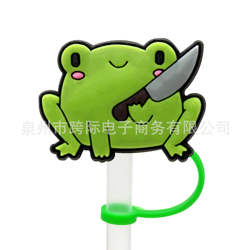 Wholesale 10 pcs Cartoon frog series straw cover straw cap silicone dust plug